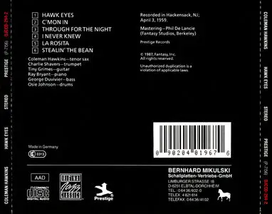 Coleman Hawkins – Hawk Eyes (1959) (OJC-Prestige)