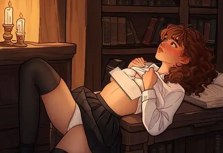 Evening in the Library with Hermione (AI Generated)