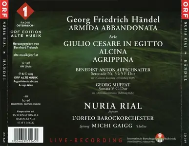 Nuria Rial, Michi Gaigg, L’Orfeo Barockorchester - George Frideric Handel: Handel: Armida abbandonata, Opera Arias (2004)