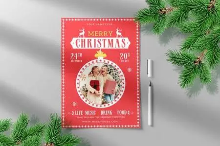 Merry Christmas Flyer Template U5XMAWT