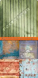 Grunge metal and wooden texture vector background  