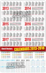 Calendars 2013-2018 - Stock Vectors