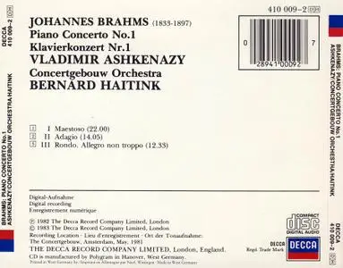 Vladimir Ashkenazy, Bernard Haitink, Concertgebouw Orchestra - Brahms: Piano Concerto No. 1 (1983)