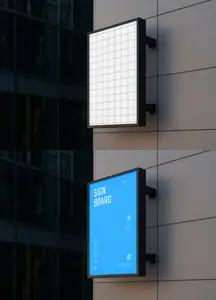 Realistic Wall Signboard Display Mockup 1682440573