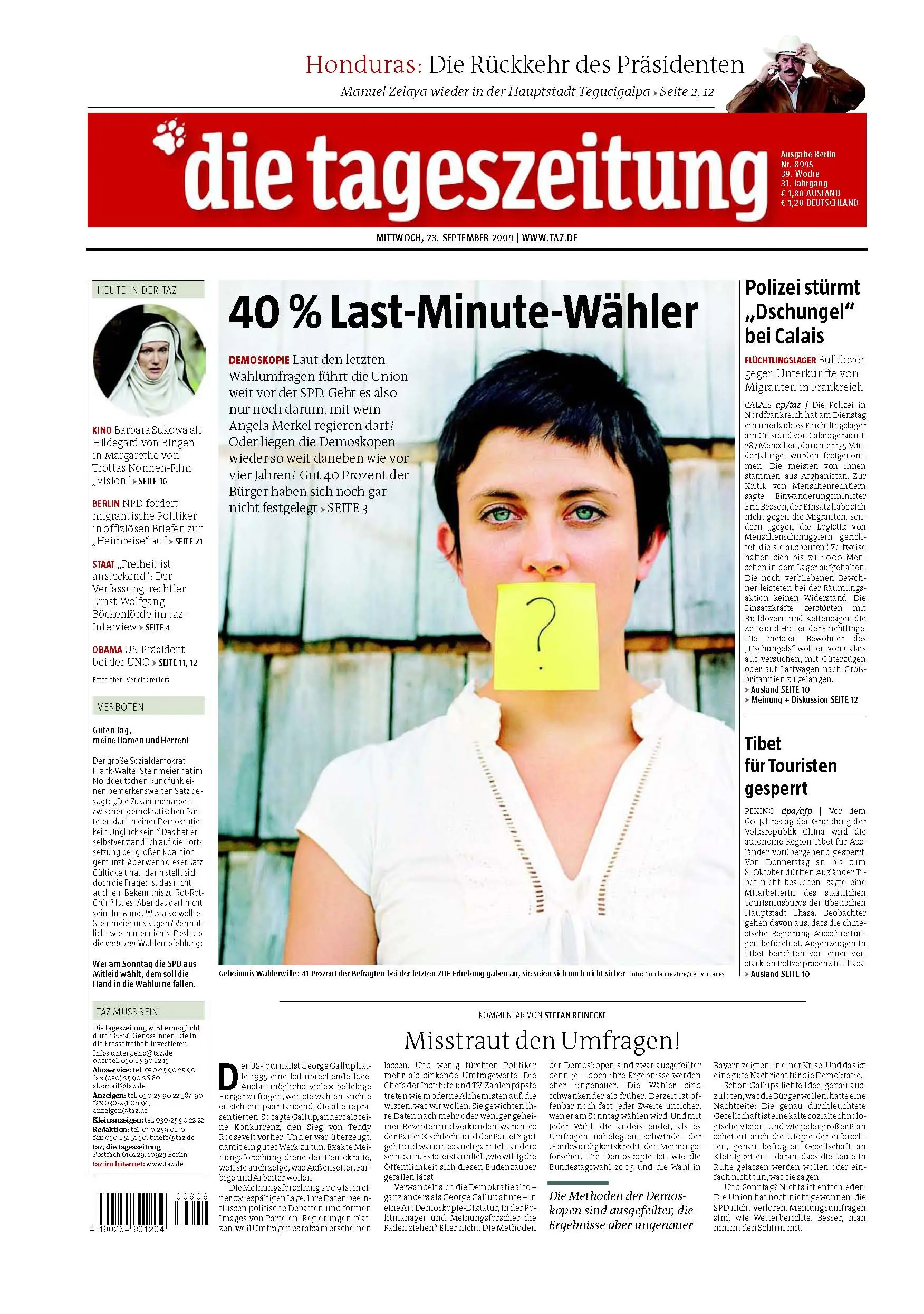 Die Tageszeitung (TAZ) vom 23. September 2009