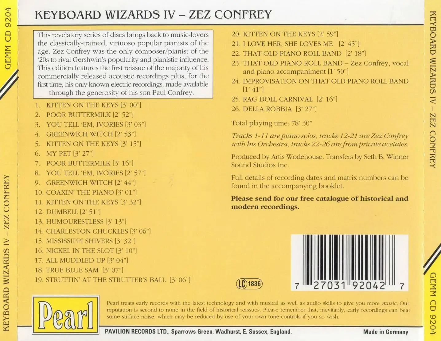 Zez Confrey - Keyboard Wizards Of The Gershwin Era - Volume IV (1921 ...