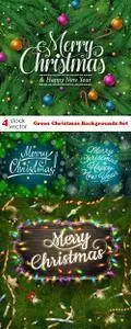 Vectors - Green Christmas Backgrounds Set