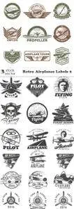 Vectors - Retro Airplanes Labels 2