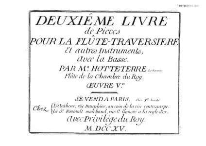 Pièces pour la flûte traversiere - Deuxiéme Livre