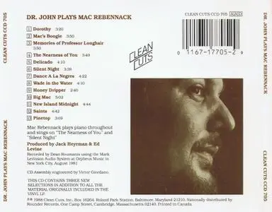 Dr. John - Dr. John plays Mac Rebennack (1981) {Clean Cuts CCD705 rel 1988}