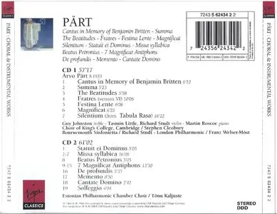 Arvo Part - Choral & Instrumental Works (2004) {EMI Virgin 2CD Set}