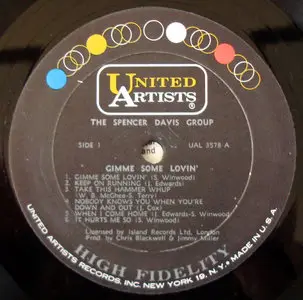 The Spencer Davis Group - Gimme Some Lovin' (US Mono 1st pressing) LP rip in 24 Bit/ 96 Khz + Redbook, Request Repost 