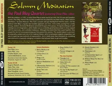 The Paul Bley Quartet Featuring Dave Pike, Vibes - Solemn Meditation (1957) {Fresh Sound Records 2008}