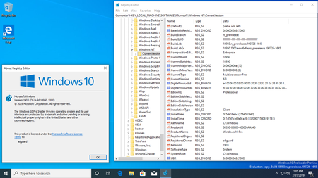 Windows 10 Insider Preview (20H1) Build 18950.1000