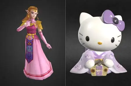 Ocarina of Time Zelda and Hello Kitty in Kimono Figure