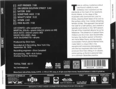 Lee Konitz - Satori (1974) [Remastered 1997]