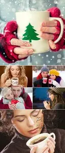 Stock Photo - People with Hot Drinks