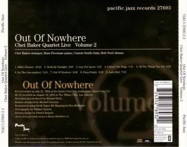 Chet Baker - Out Of Nowhere, Chet Baker Quartet Live, Volume 2 (1954) {Pacific Jazz 27693 rel 2001}