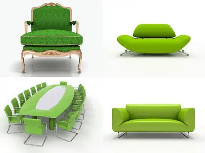 3D Green Furniture - Stock Photos