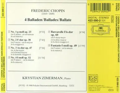 Krystian Zimerman - Chopin: 4 Ballades, Barcarolle, Fantaisie (1988) (Repost)