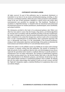 Handbook of Anesthesia in High Risk Patients