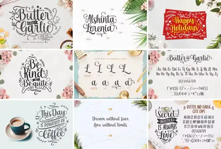 Butter and Garlic Font Duo - Romantic Handwritten Font