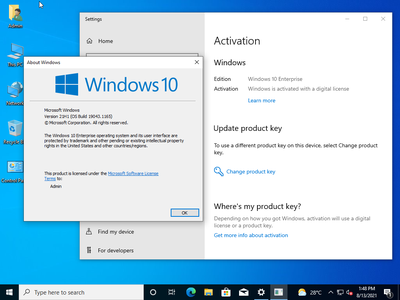 Windows 10 Enterprise 21H1 10.0.19043.1165 (x86/x64) Multilingual Preactivated August 2021