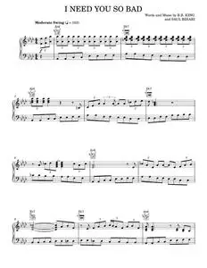 I Need You So Bad - B.B. King, Joe Williams (Piano-Vocal-Guitar)