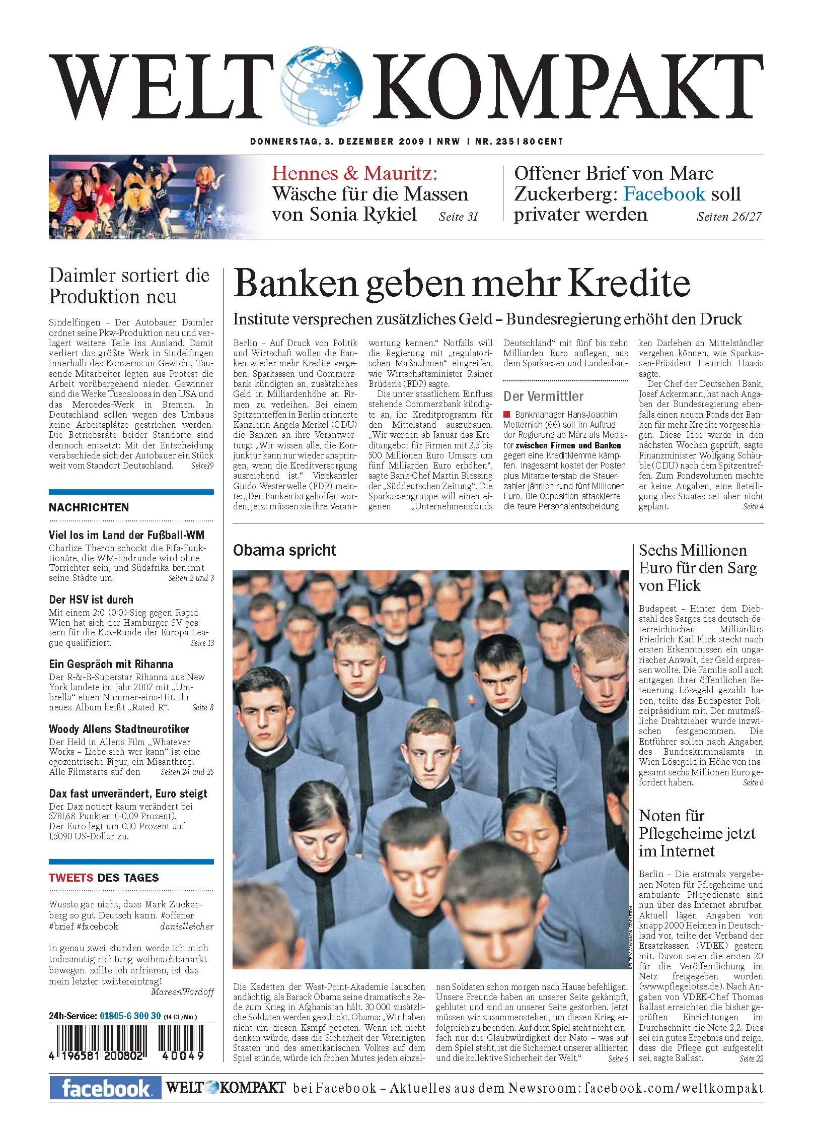Die Welt kompakt vom 3. Dezember 2009