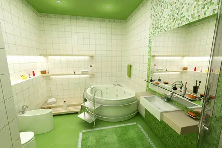 Amazing SS - 3d render of green bathroom 
