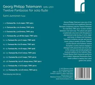 Sami Junnonen - Georg Philipp Telemann: Twelve Fantasias for solo flute (2023)