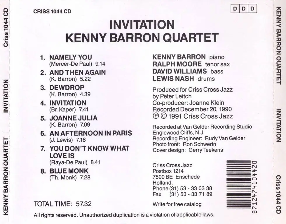Kenny Barron Quartet - Invitation (1991)