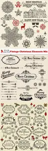 Vectors - Vintage Christmas Elements Mix