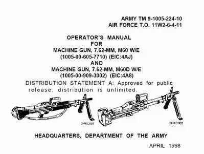 Operator's manual for mashine gun M60