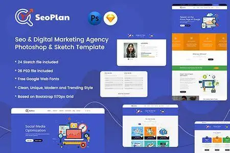 PSD and Sketch SeoPlan - SEO & Digital Marketing Template