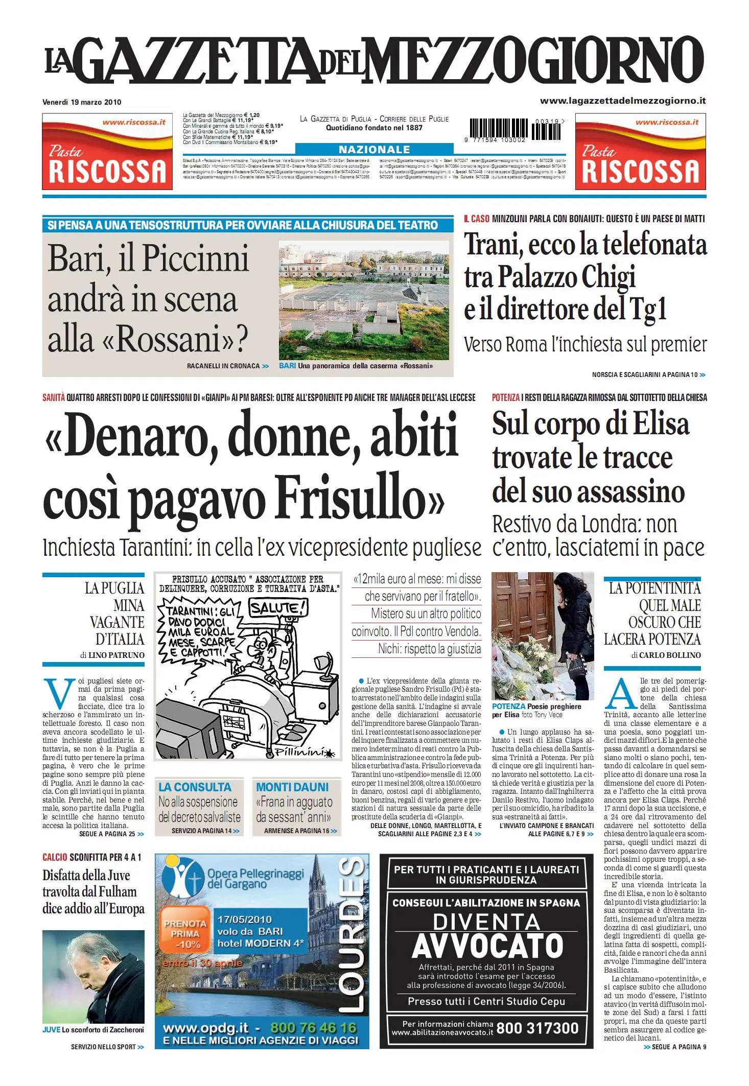 LA GAZZETTA DEL MEZZOGIORNO 19 MARZO 2010