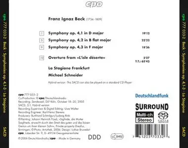 Michael Schneider, La Stagione Frankfurt - Franz Ignaz Beck: Symphonies, Op. 4 Nos. 1-3 (2006)