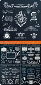 Calligraphic design elements and page decoration set 16