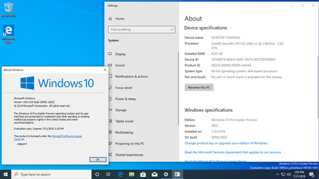 Windows 10 Insider Preview (20H1) Build 18950.1000