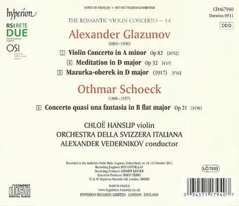 Chloë Hanslip, Alexander Vedernikov - The Romantic Violin Concerto 14: Glazunov & Schoeck: Violin Concertos (2013)