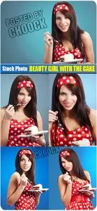 Stock Photo: Beauty girl with the cake