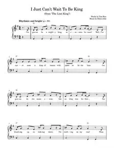 I Just Can't Wait To Be King (from The Lion King) - Elton John (Easy Piano)