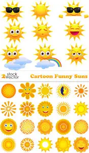 Vectors - Cartoon Funny Suns