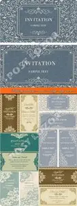 Wedding invitation cards vintage style vector 2