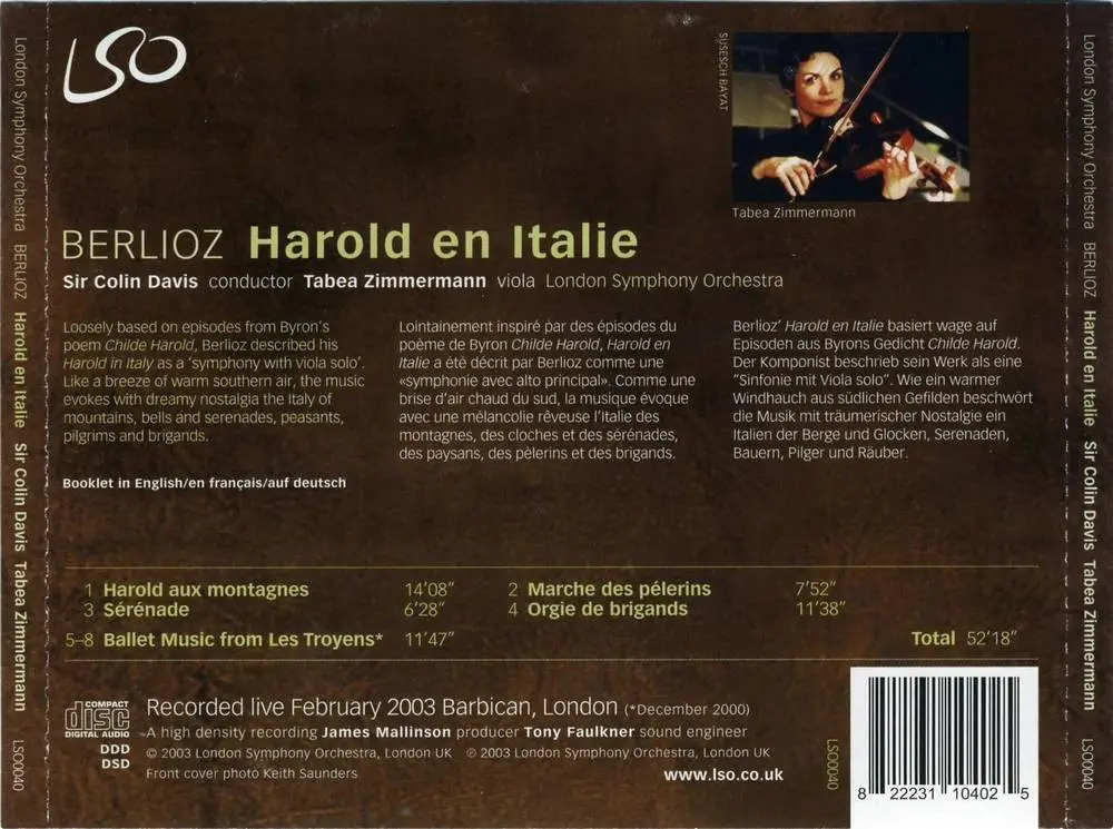 London Symphony Orchestra Sir Colin Davis Berlioz Harold En Italie 2003 Avaxhome 