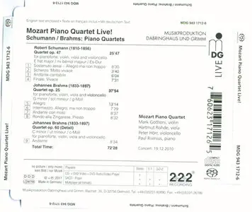 Mozart Piano Quartet - Schumann / Brahms - Piano Quartets (2011, MDG "Live" # 943 1712-6)