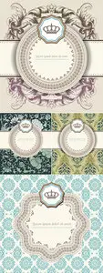 Pastel Retro Cards Vector