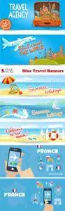 Vectors - Blue Travel Banners