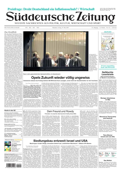 Sueddeutsche Zeitung vom 29.05.2009