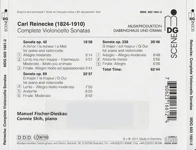 Carl Reinecke - M. Fischer-Dieskau, Shih - Complete Violoncello Sonatas [MDG 603 1661-2] {2011}